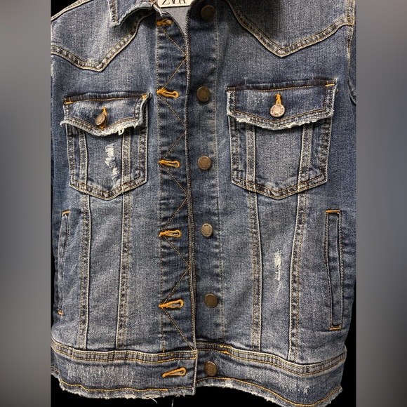 Zara Distressed Denim Jacket for Women - Picture 8 of 11